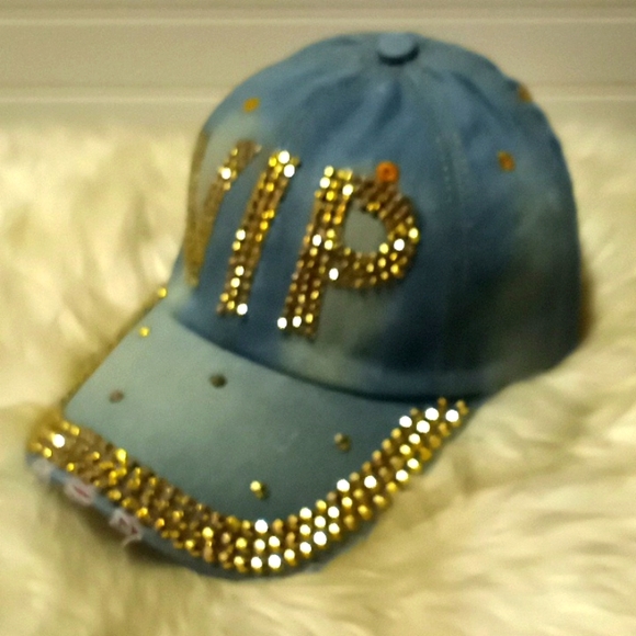 VIP Gold Bling 💎 Denim Baseball Cap - Picture 2 of 12
